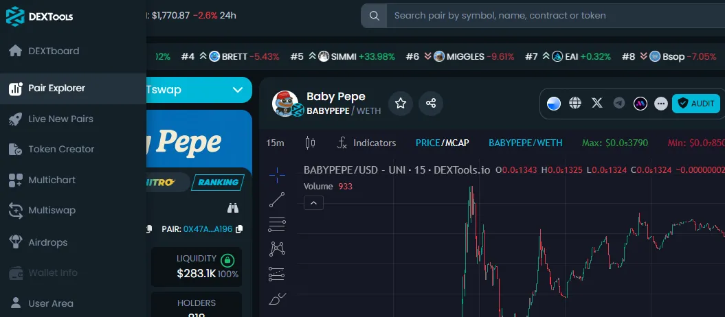 DEXTools interface