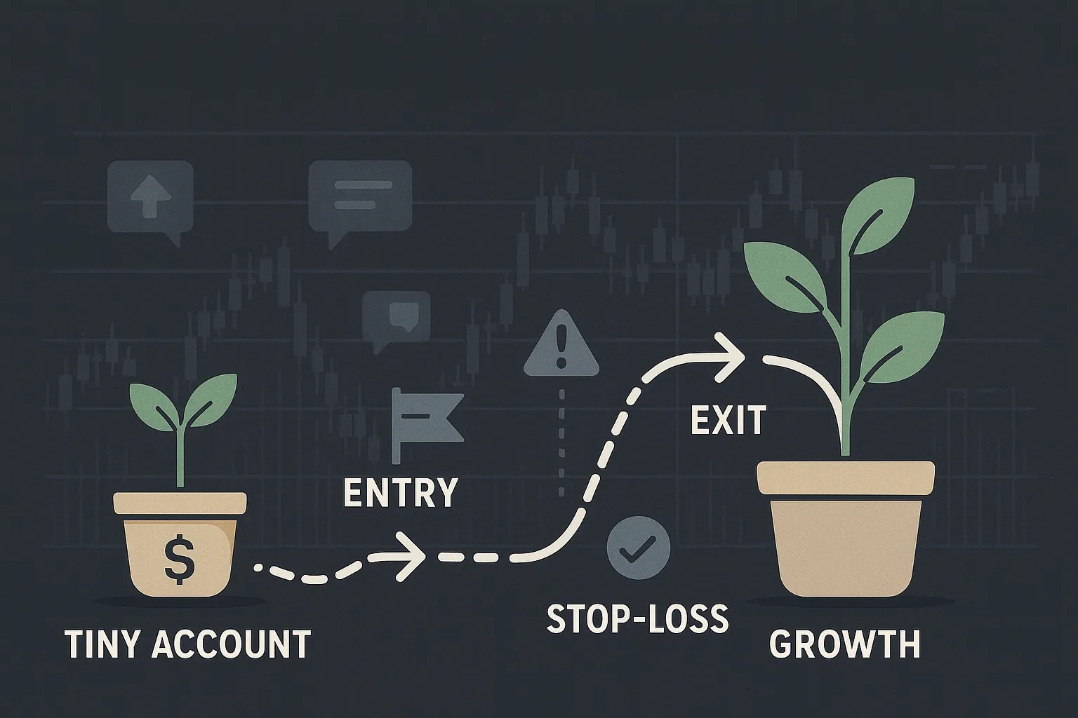 trader tiny account growth illustration