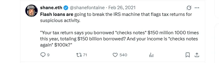 flash loans breaking IRS machine