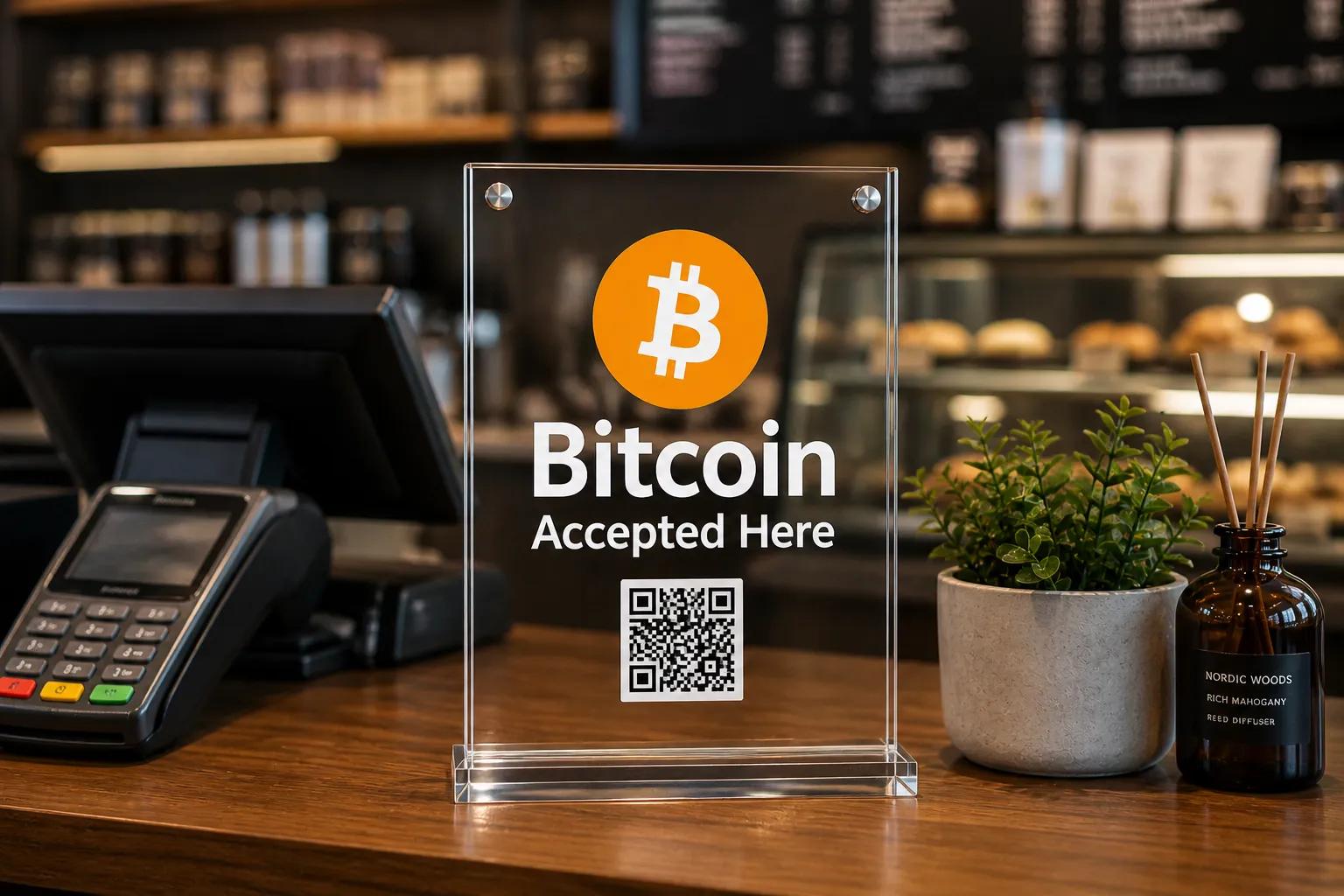 bitcoin accepted here signage